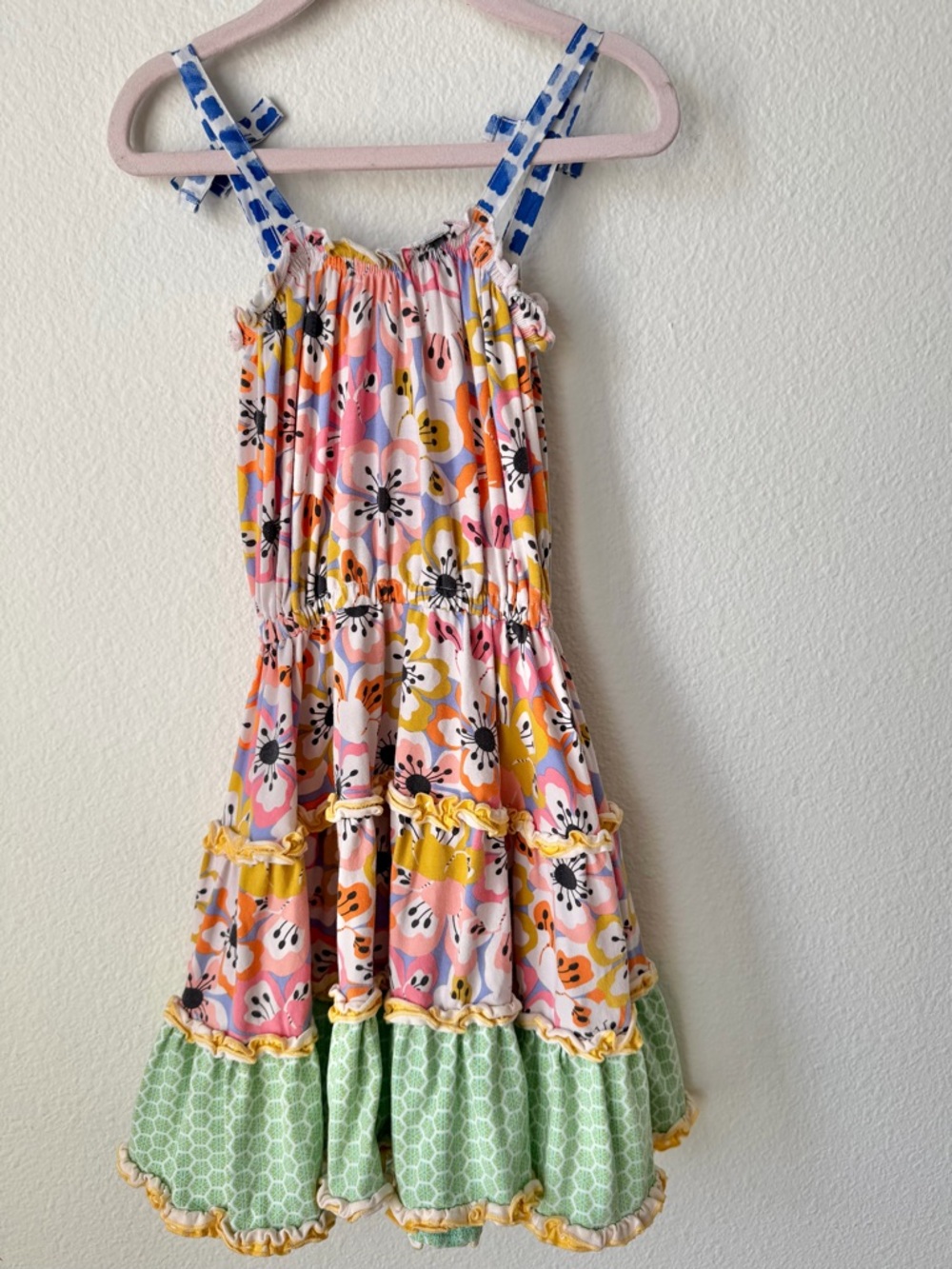 Matilda Jane Size 2 Floral Ruffle Sundress Tie Straps Hem Girls- Small Flaw - Picture 5 of 7
